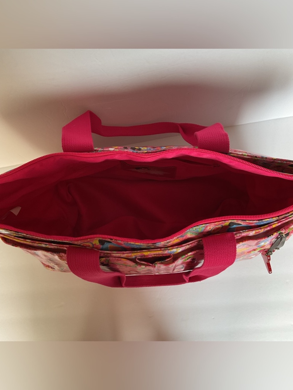 Fiorucci Vintage Y2K Vegan Pink Cartoon Print Tote Bag Purse Fuchsia Coachella - Picture 11 of 13